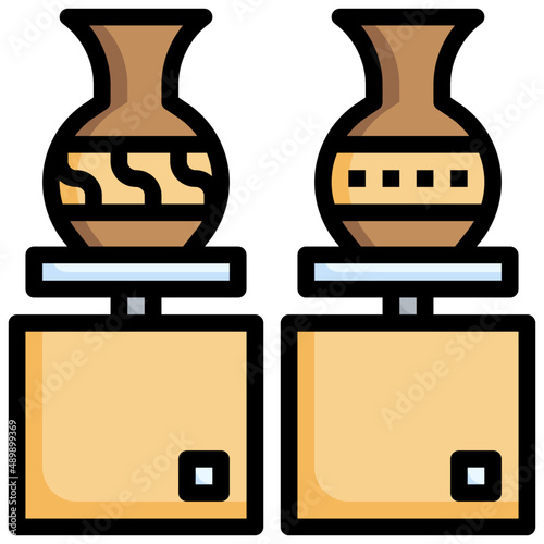 POTTERY filled outline icon,linear,outline,graphic,illustration