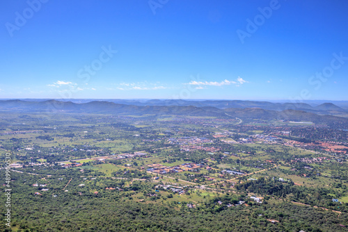 Hartbeespoort Dam surrounded by urban area,  Magaliesberg mountain, North West Province, South Africa photo