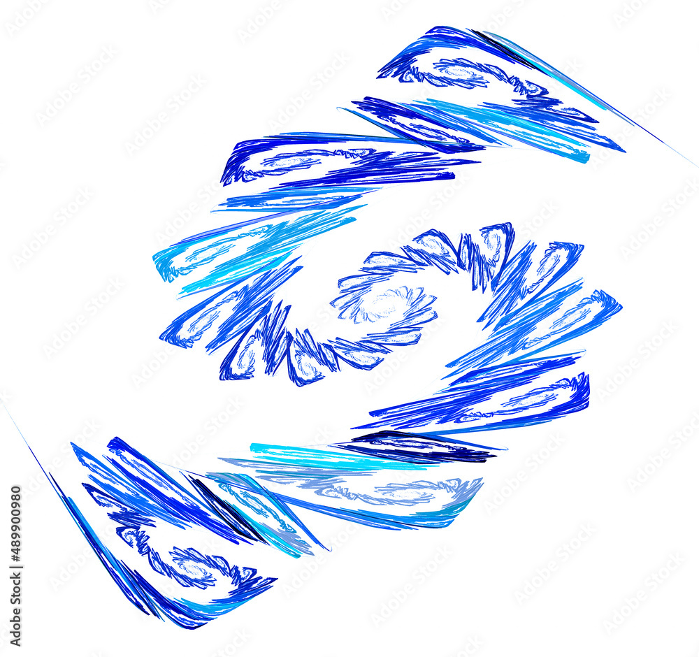 Swirl of blue spirals on a white background. Graphic design element. Abstract fractal background. 3d rendering. 3d illustration. Swirl of blue spirals on a white background. Graphic design element. Abstract fractal background. 3d rendering. 3d illustration.