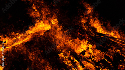 Fire flames background. Red hot flames of fire
