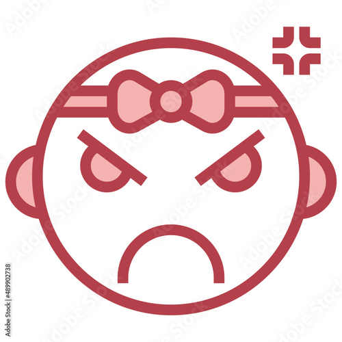 ANGRY red line icon,linear,outline,graphic,illustration