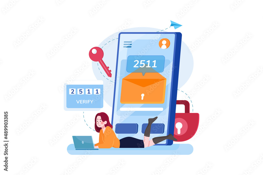 2FA Two Steps Authentication illustration concept
