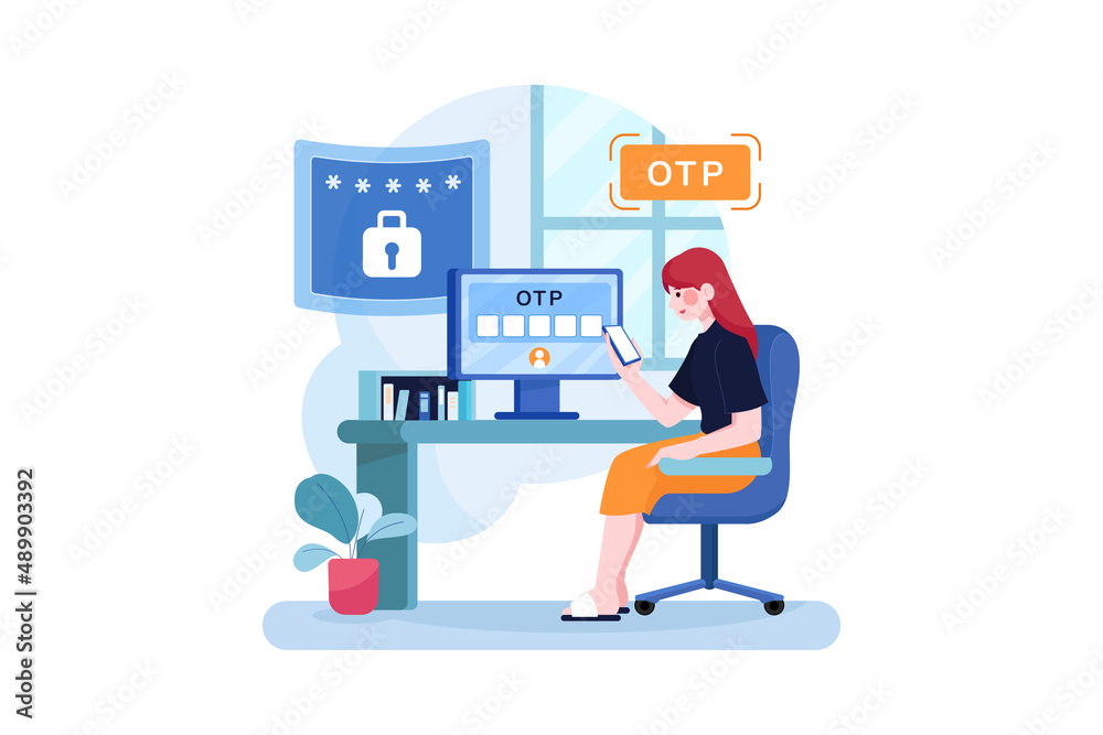 OTP Authentication Security illustration concept OTP Authentication Security illustration concept