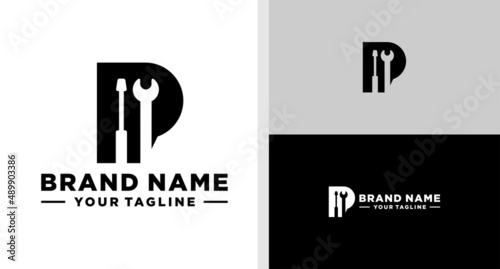LETTER P LOGO REPAIR TOOLS EDITABLE