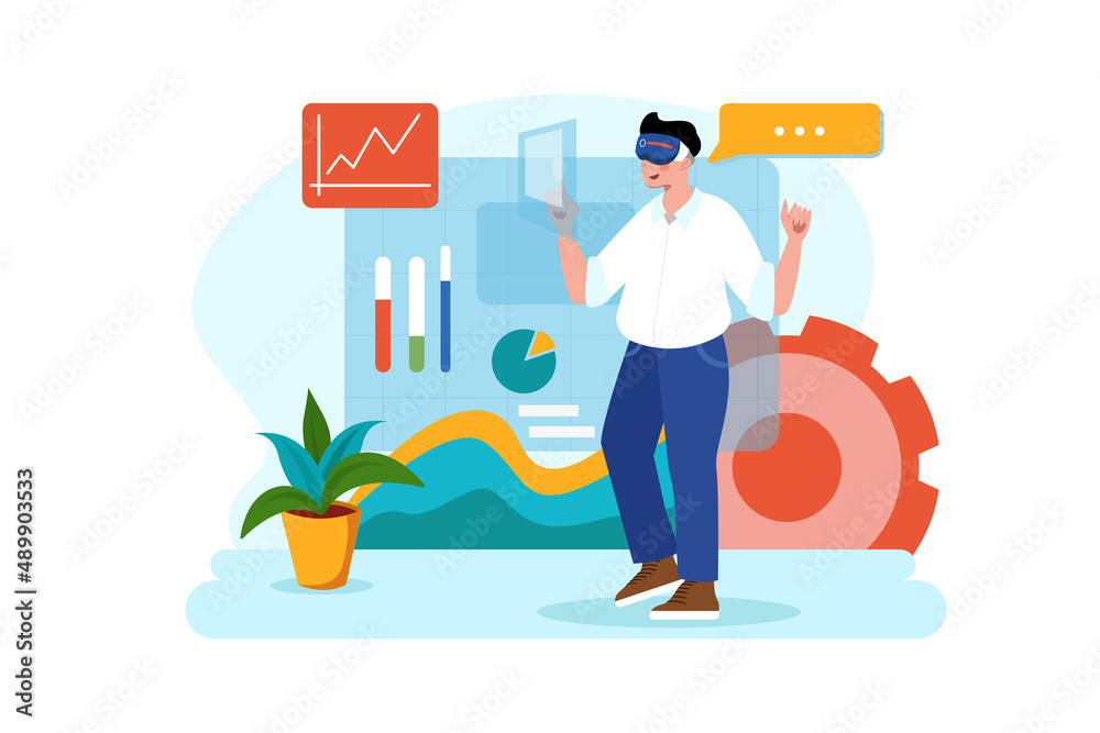 Business person working using VR Tech Business person working using VR Tech