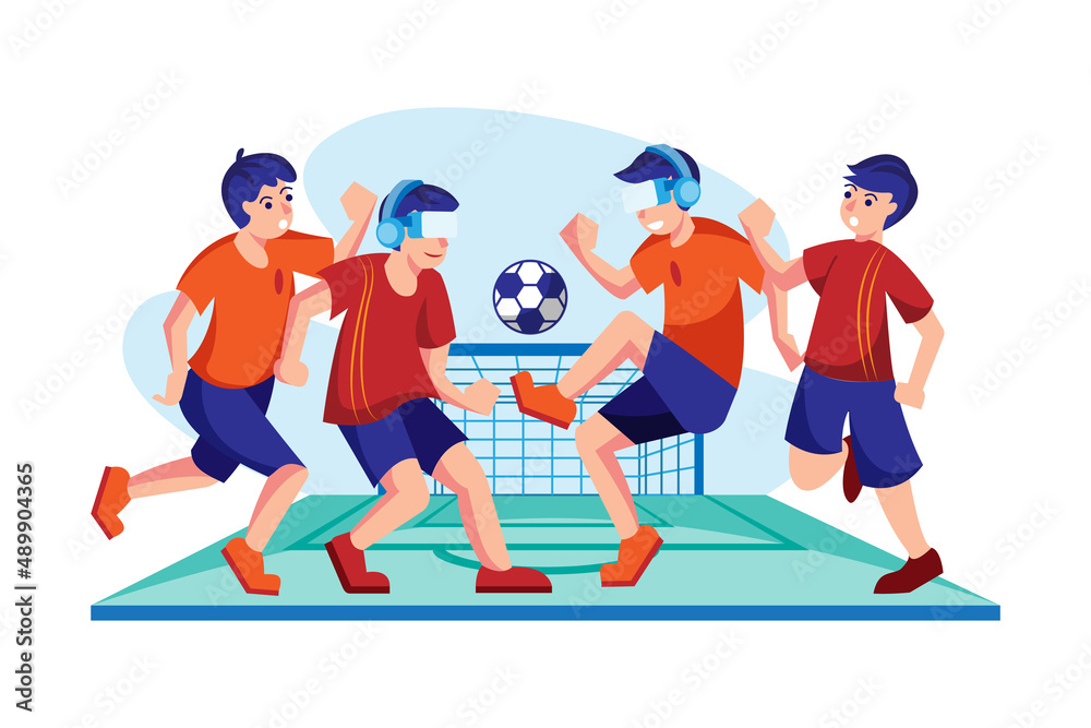 Friends playing Soccer using VR