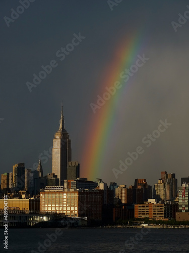 Rainbow over New York Sky Line after Storm