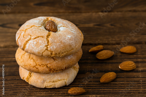 Gluten free italian cookies. Almond cookies and a almond. Sicilian traditional almond biscuits. Biscotti di mandorla siciliani.