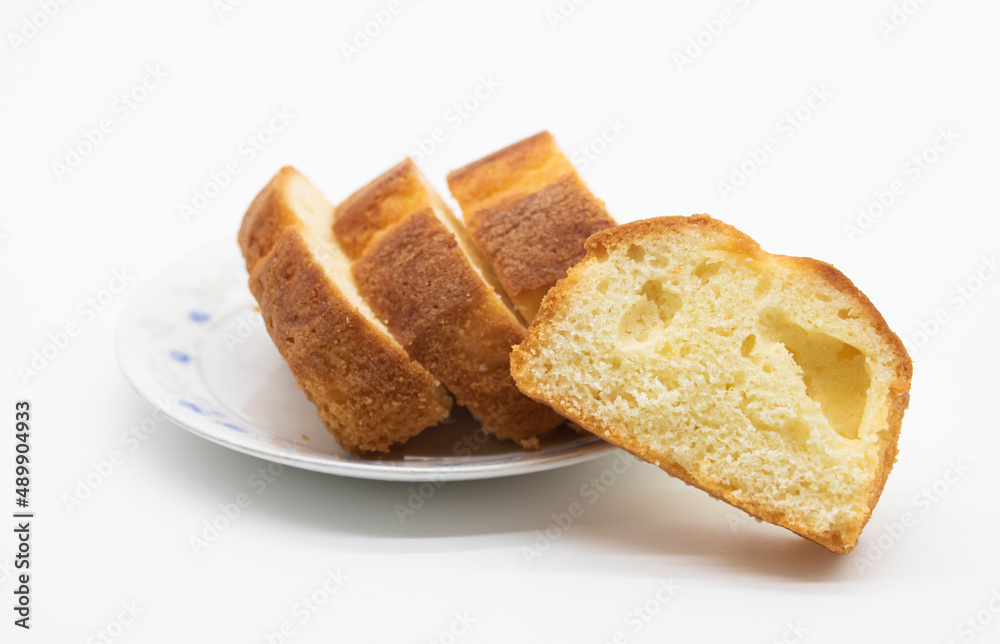 butter cake isolated on white background