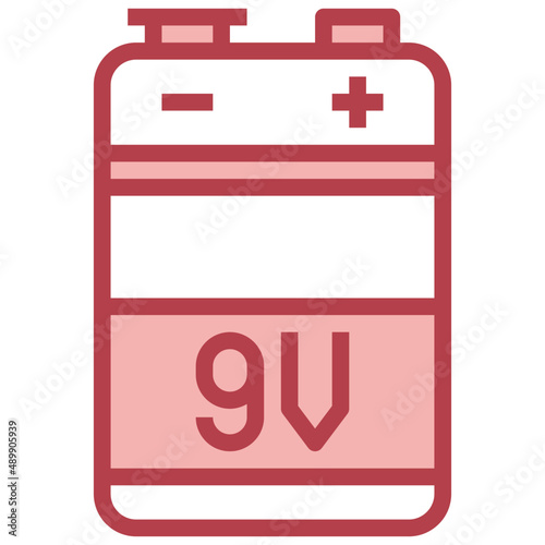 9V red line icon,linear,outline,graphic,illustration