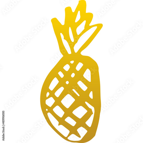 Gold Pineapple Hand Drawn
