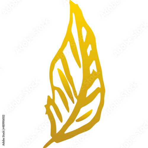 Gold Plant Leaf Hand Drawn
