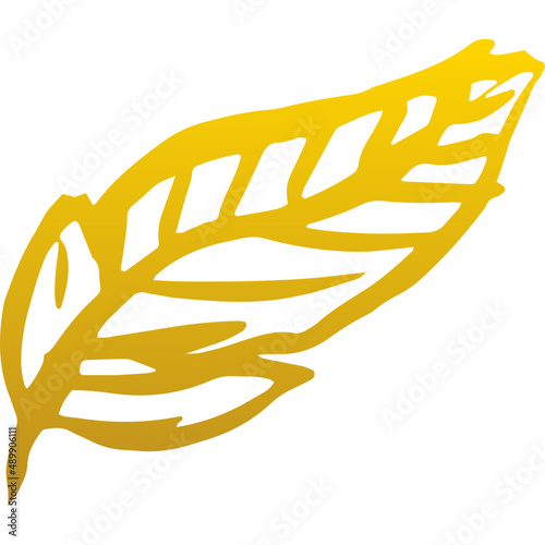 Gold Spring Leaf Hand Drawn