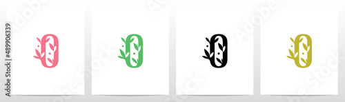 Leaves Sprout Dots On Letter Logo Design O