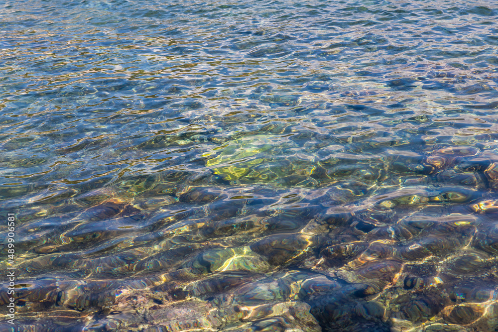 Shallow water surface at sea. Nature and wild destinations Shallow water surface at sea. Nature and wild destinations