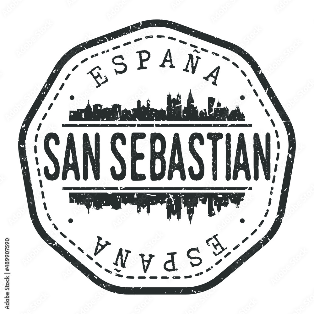 Fototapeta premium Donostia-San Sebastian, Gipuzkoa, Spain Stamp Skyline Postmark. Silhouette Postal Passport. City Round Vector Icon. Vintage Postage Design.