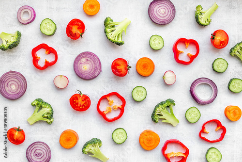 Seamless pattern of vegetables ingredients for cooking