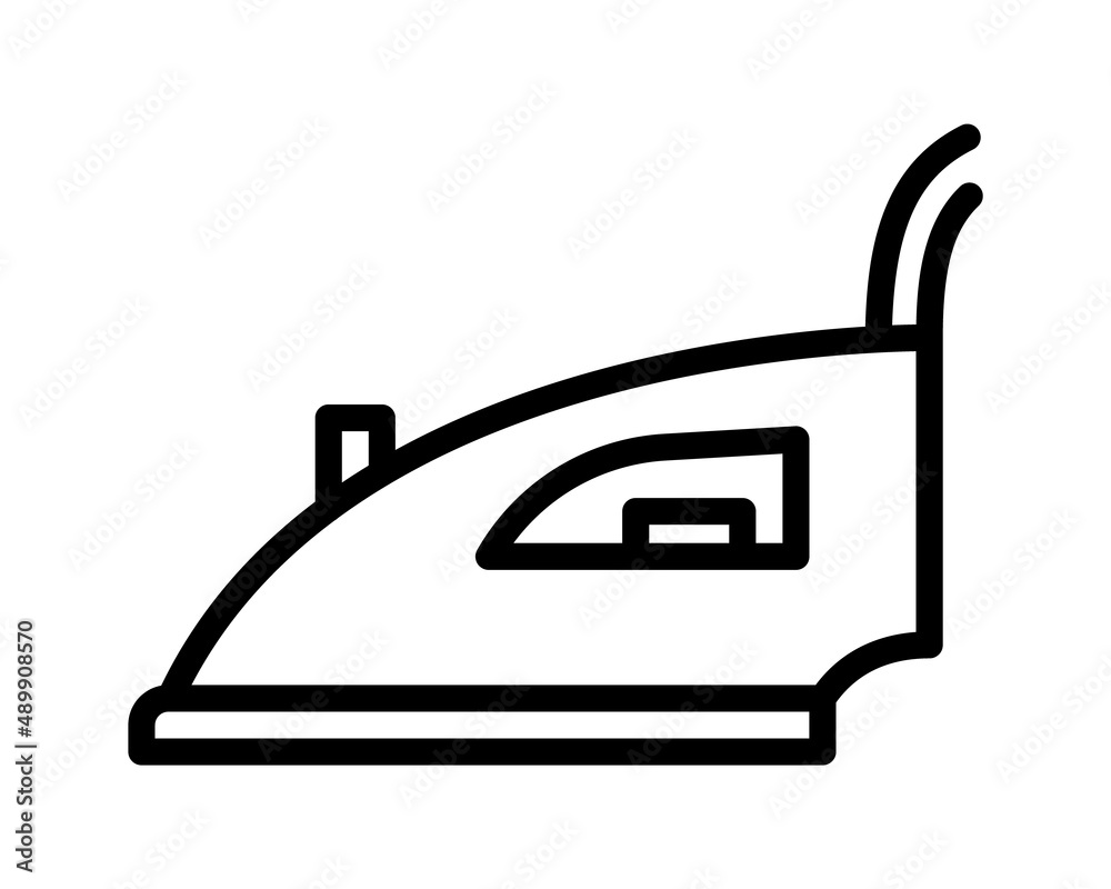 Iron flat line icon. Home appliance, Steam generator iron. Outline sign for mobile concept and web design, store Iron flat line icon. Home appliance, Steam generator iron. Outline sign for mobile concept and web design, store