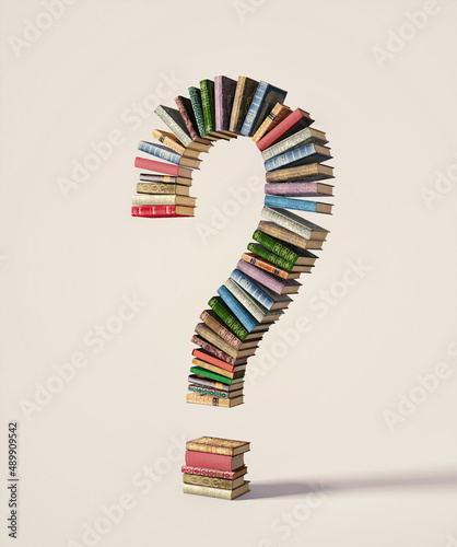 Question mark made of books.