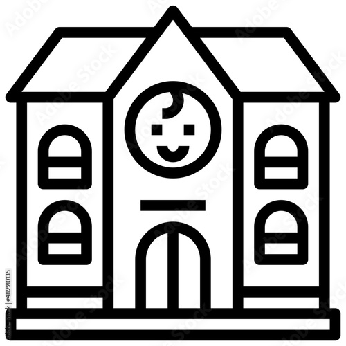 ORPHANAGE line icon,linear,outline,graphic,illustration