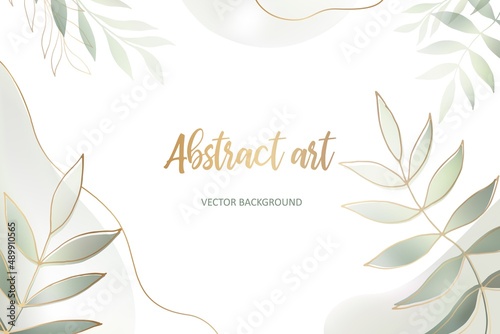 Wedding invitation card floral jungle frame postcard template with text sample