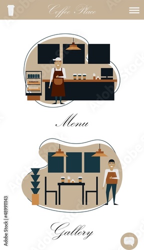Coffee shop mobile app and website design and illustrations