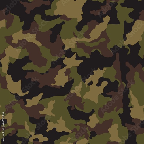 Forest texture camouflage vector modern military shape pattern, repeat background.