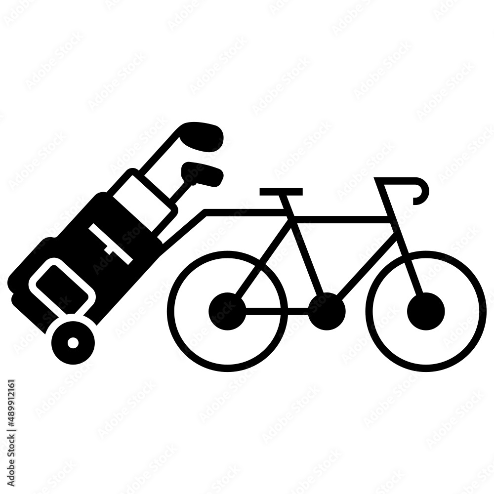 Traditional bicycle golf cart Concept Vector Icon Design, Club and Ball sport Symbol, Golfers Equipment Stock illustration,