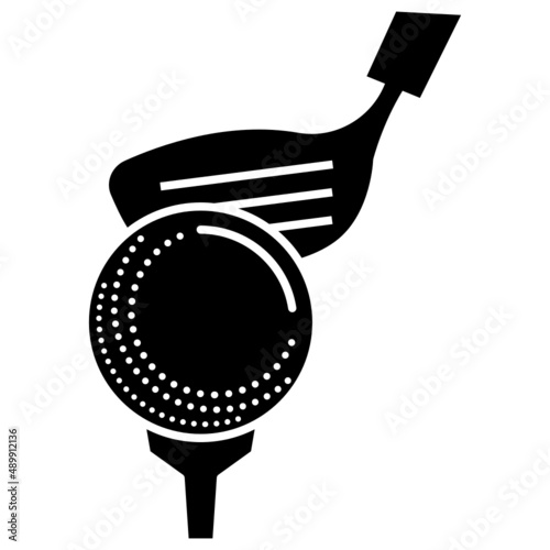 Golf Wedge and Ball With Tee Concept, golfer club signage Vector Icon Design, Club and Ball sport Symbol, Golfers Equipment Stock illustration,