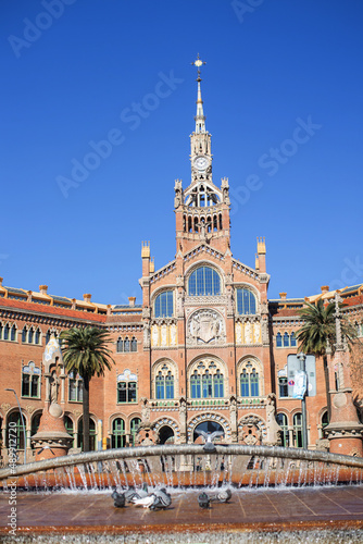 Hospital building in Barcelona city on a sunny day