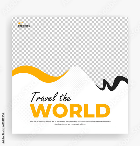 Travel and tourism banner template design, Editable travel social media post banner design