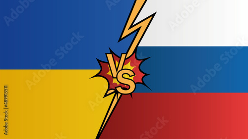 View of Ukraine vs Russia - political partnership conflicts concept. Russia vs Ukraine.
