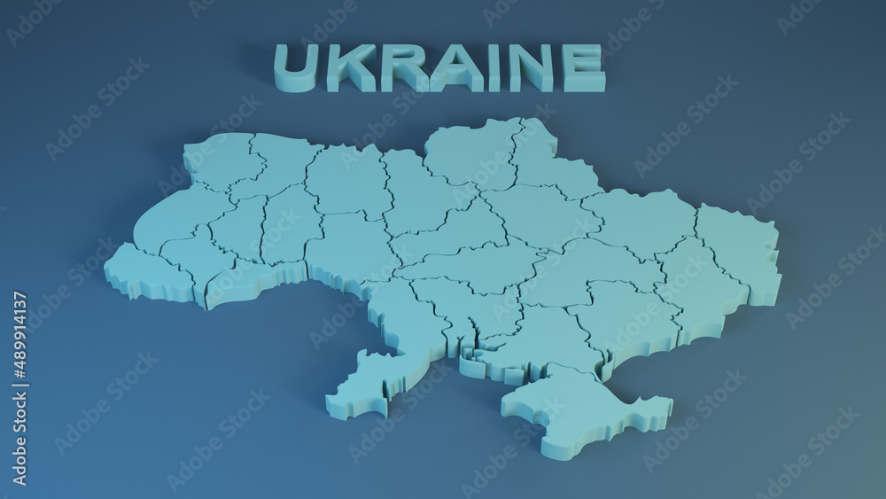 Ukraine map 3d rendered illustration 