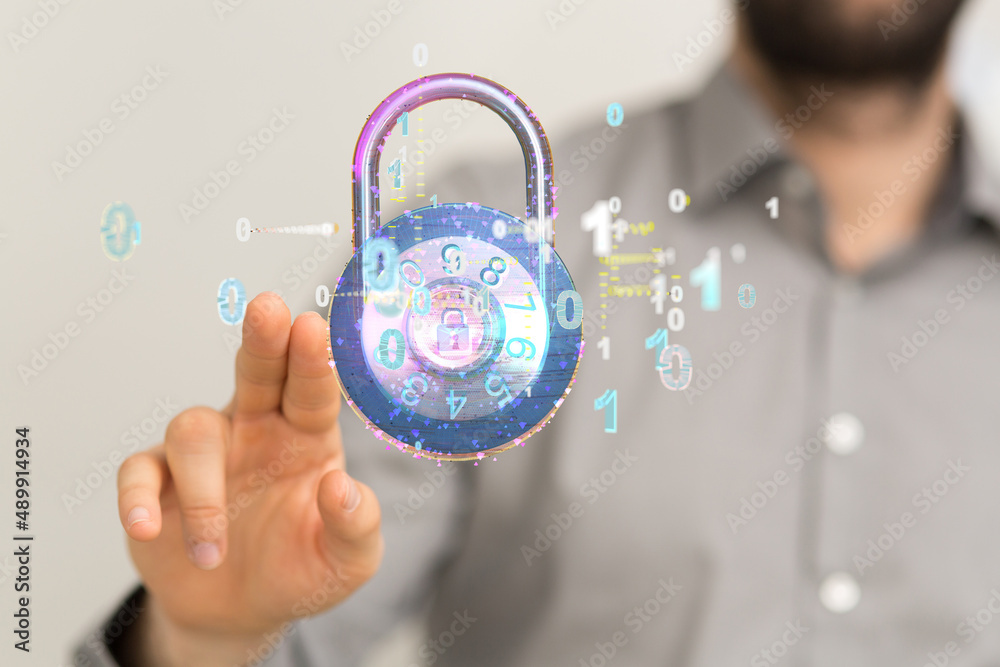 Information technology protected with firewall, secure access and encryption against cyber Information technology protected with firewall, secure access and encryption against cyber