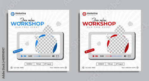 Live streaming business conference workshop social media or instagram post template vector premium