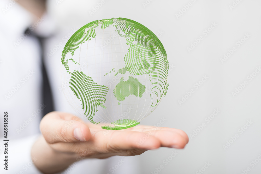 Green 3D Planet Concept, recycle sign Green 3D Planet Concept, recycle sign