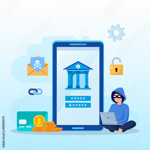 Concept of hacker attack, personal privacy data, hacking and stealing email and money Vector 