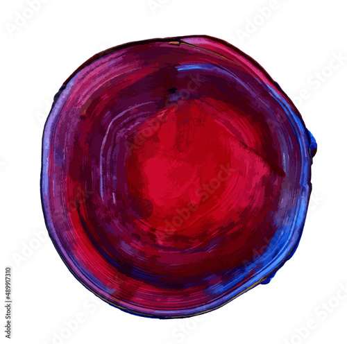 Trazo de pincel aislado sobre fondo blanco. Trazo abstracto fluido con pintura acrílica. Trazo de pincel acuarela colorido. Textura de pincel y pintura dibujada a mano. Colores azules rojizos rosados