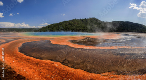 Vibrant colors at Grand Prismatic Spring in Yellowstone National Park.
