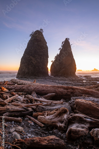 Sea Stacks at Sunset in Olympic National Park