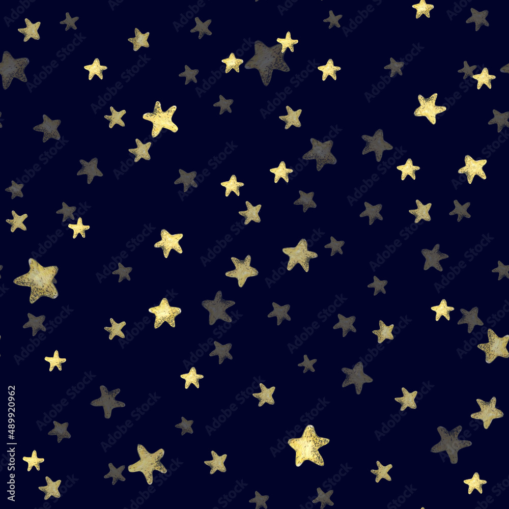 Pattern with a watercolor illustration of bright stars. Pattern with a watercolor illustration of bright stars.