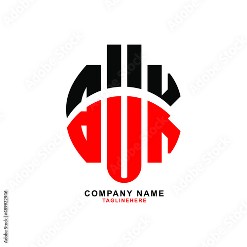 BUK letter design. BUK letter logo design with white background. BUK creative letter logo with two colors.
