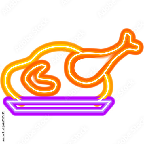 Turkey Dish Neon Icon