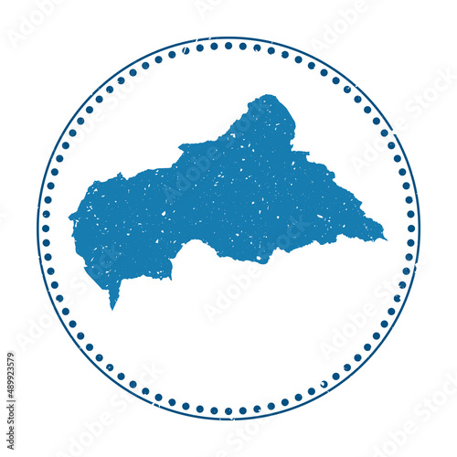 CAR sticker. Travel rubber stamp with a map of the country, vector illustration. Can be used as an insignia, logotype, label, sticker, or badge of the Central African Republic.