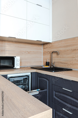Minimalistic interior kitchen countertop design