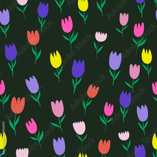 seamless pattern with tulips 