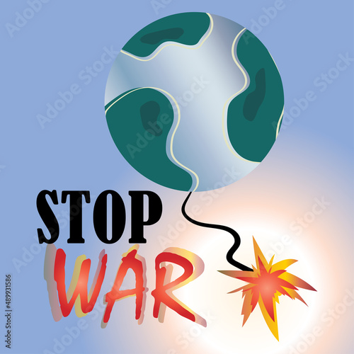 Stop war concept illustration, poster. Gun, skeleton design elements
