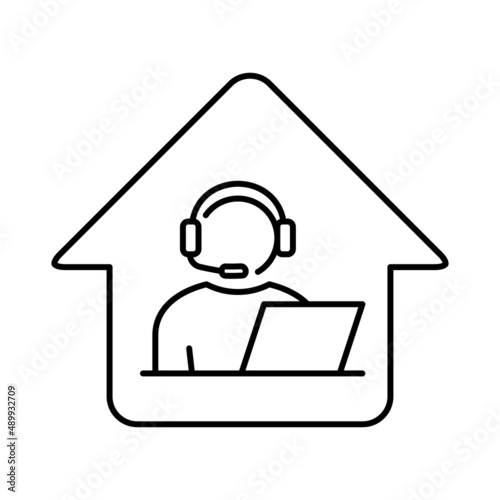 Work at home. Professional working on computer at home. Social distancing concept.