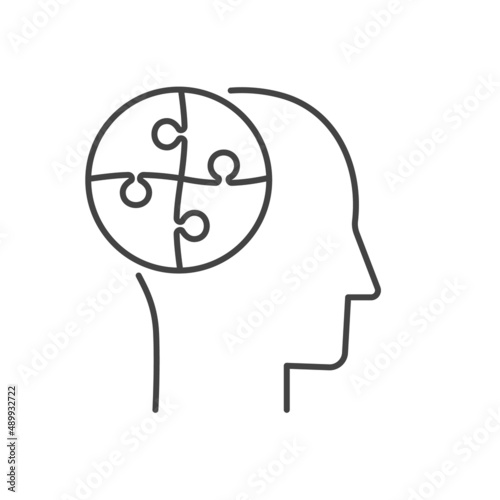 Head and Puzzle vector icon in meaning Problem Solver