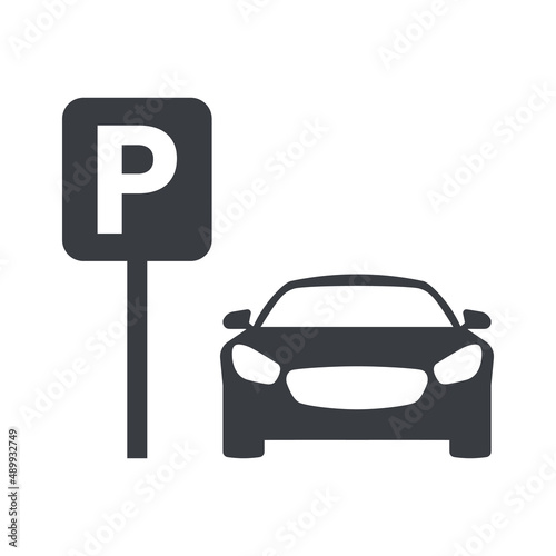 Car parking icon. Parking space. Parking lot. Car park. Vector icon isolated on white background.